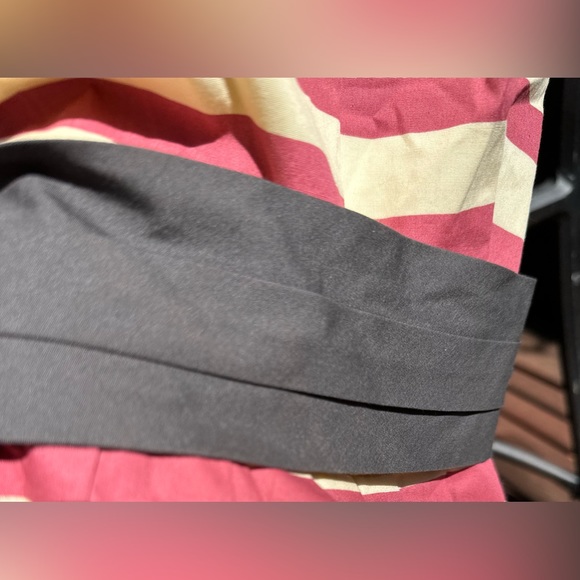 Party dress, beige and pink with black belt - Picture 4 of 5